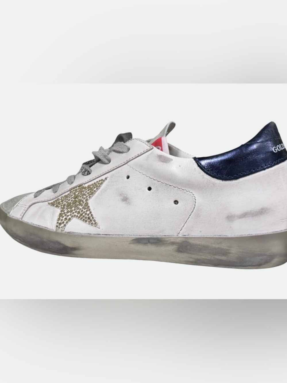 GOLDEN GOOSE WOMEN’S WHITE SWAROVSKI CRYSTAL STAR SNEAKERS Size 9.5